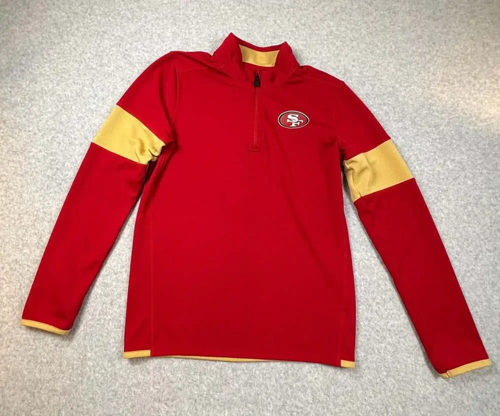San Francisco 49ers NFL Youth Boys 1/4-Zip Pullover Top Crimson Size L 14/16